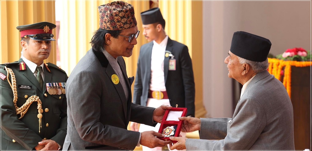 President Poudel honoring veteran personalities including Rajesh Hamal (Glimpses)