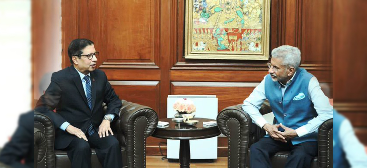 Nepali Ambassador Shankar and Indian External Affairs Minister Jaishankar discusses the preparation for PM Dahal's visit