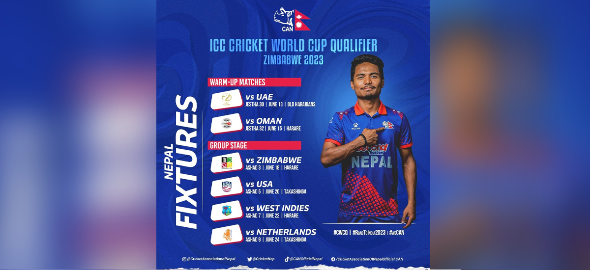 Fixture of ICC World Cup Qualifier Zimbabwe-2023 unveils; Nepal gets Zimbabwe as first opponent