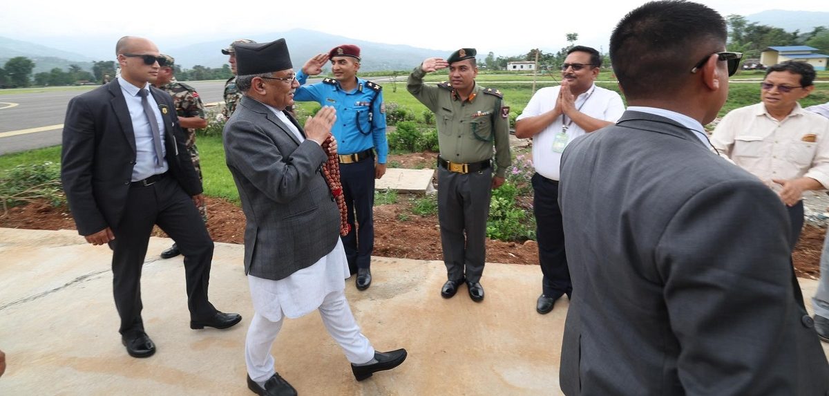 PM Dahal visits landslide-affected Sankhuwasabha