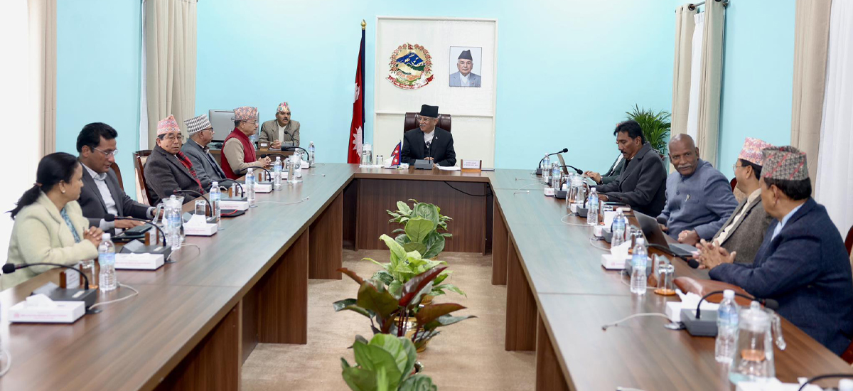 Cabinet meeting inside new room in Singhadurbar