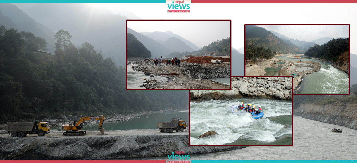 River Tourism Professionals demonstrate to save rafting in Trishuli River (Photo Feature)