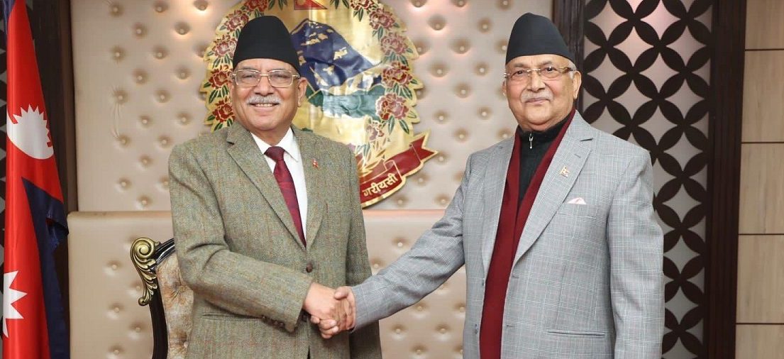 PM Dahal and CPN(UML) Chairperson Oli meet