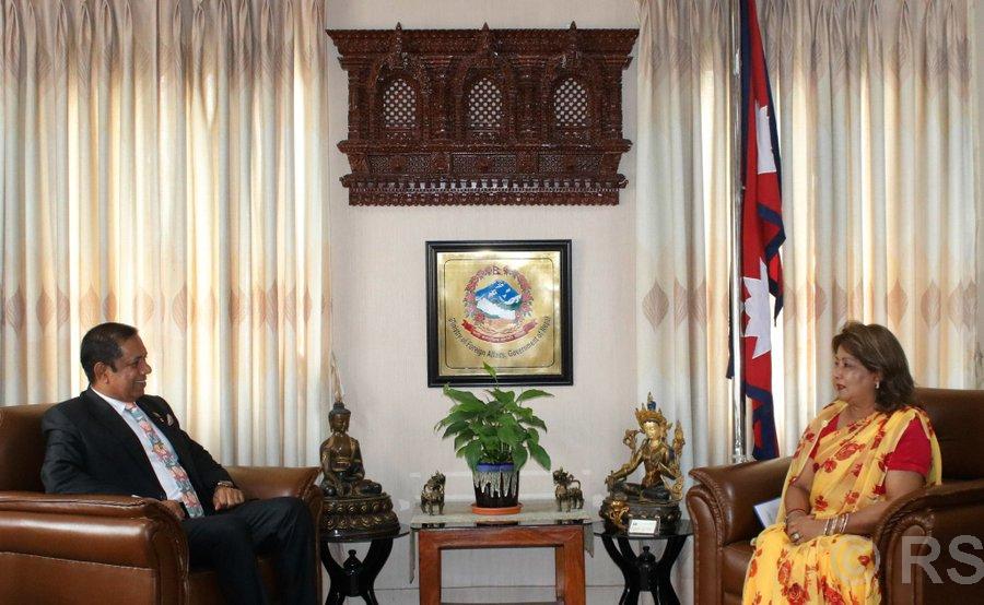 Sri Lankan Ambassador to Nepal pays courtesy call on Foreign Minister Dr. Rana