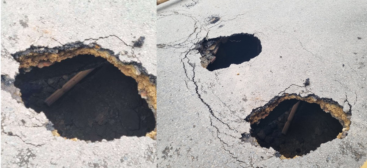 Cavity in road section of Imadol