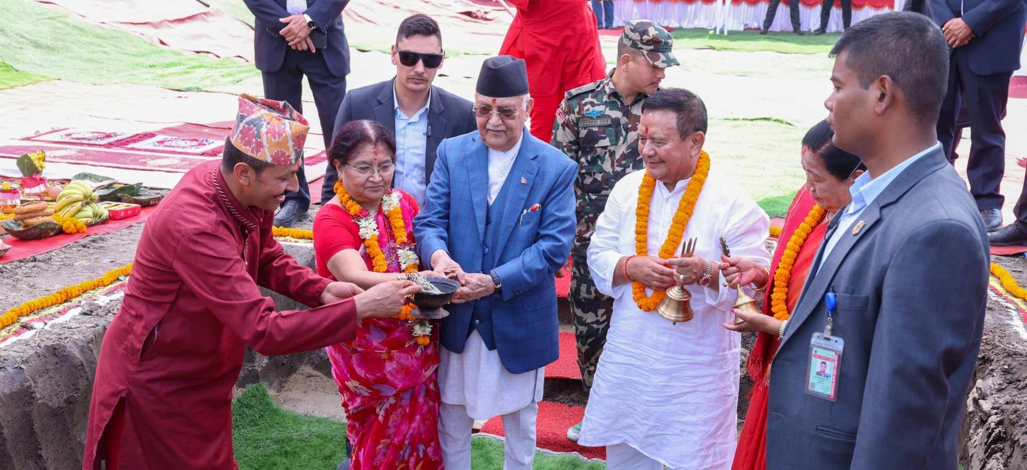 Prime Minister Oli laid foundation stone of CPN (UML) Central office at Maitrinagar