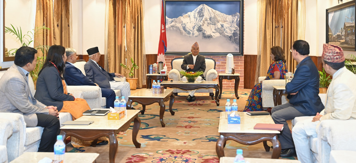 Meeting between PM Oli and President Paudel at Sheetal Niwas