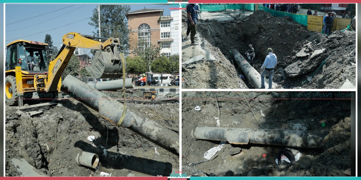 Babarmahal waterlogged incident: Repair of broken pipe in full swing (Photo Feature)