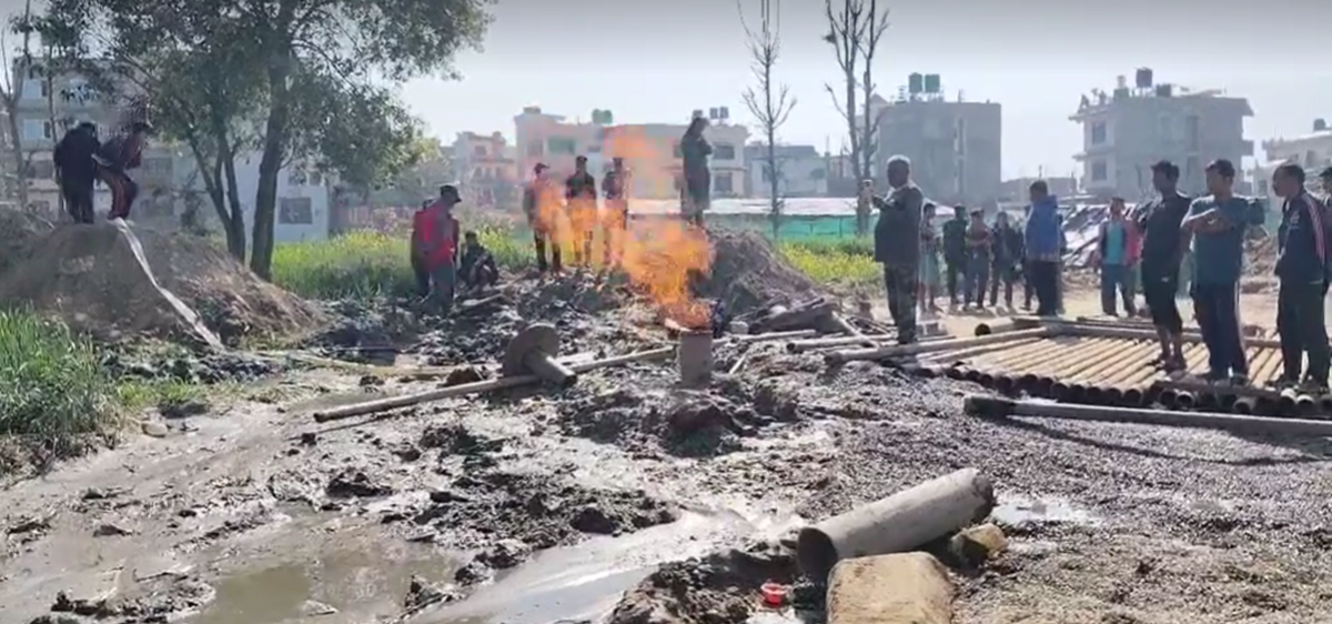 Flame emanate during drilling of deep boring water system