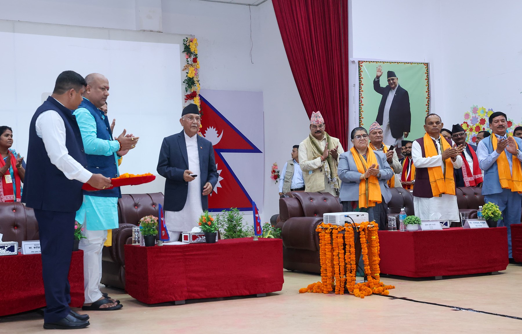 PM Oli simultaneously lays foundation of 64 road projects in Madhesh Province
